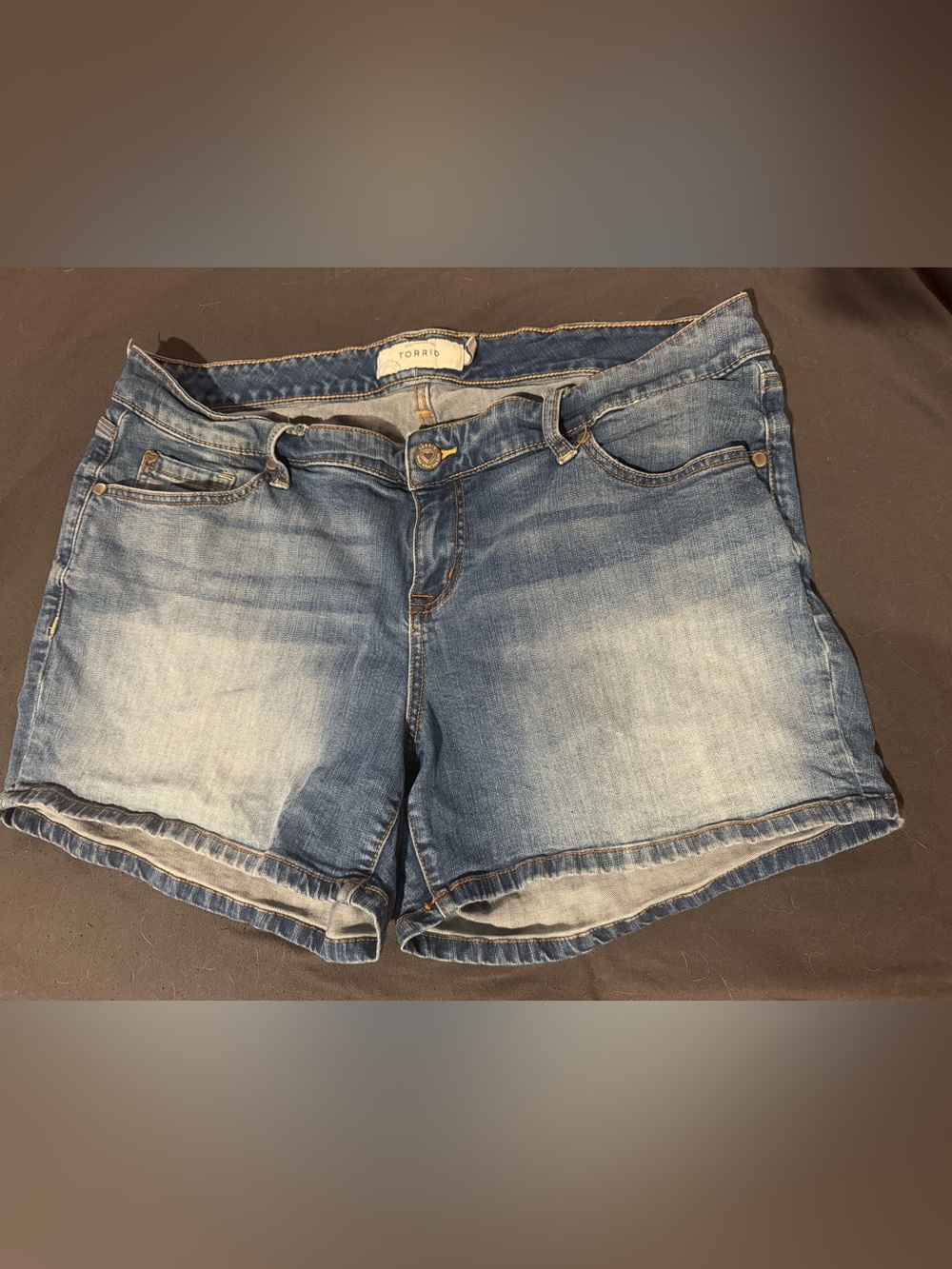 torrid light blue denim cut-off jean shorts